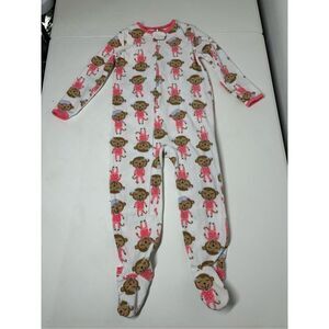 Carter’s Monkey Holiday Fleece Footed Feetie Footy Pajamas PJs One Piece Sz 4T